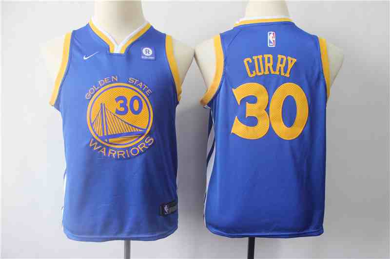 Warriors 30 Stephen Curry Blue Youth Nike Swingman Jersey (2)