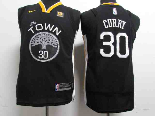 Warriors 30 Stephen Curry Black Youth Nike Authentic Jersey