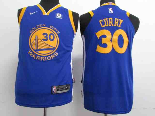 Warriors 30 Stephen Curry Blue Youth Nike Authentic Jersey