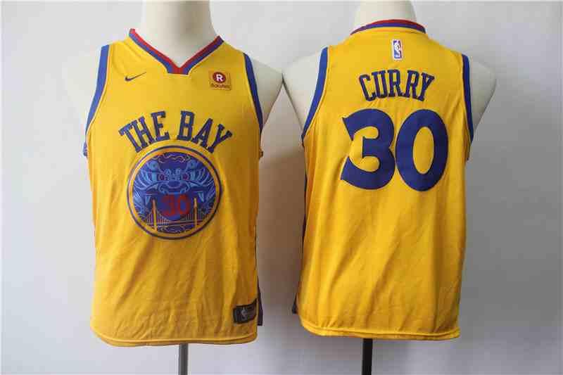 Warriors 30 Stephen Curry Gold City Edition Youth Nike Swingman Jersey