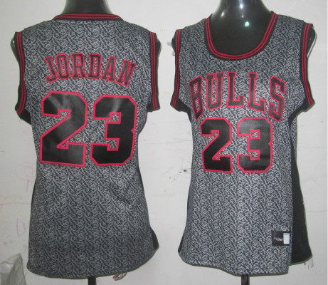 Bulls 23 Jordan Grey Static Women Jersey