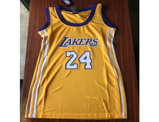 Los Angeles Lakers 24 Kobe Bryant Yellow  Women Replica Jersey