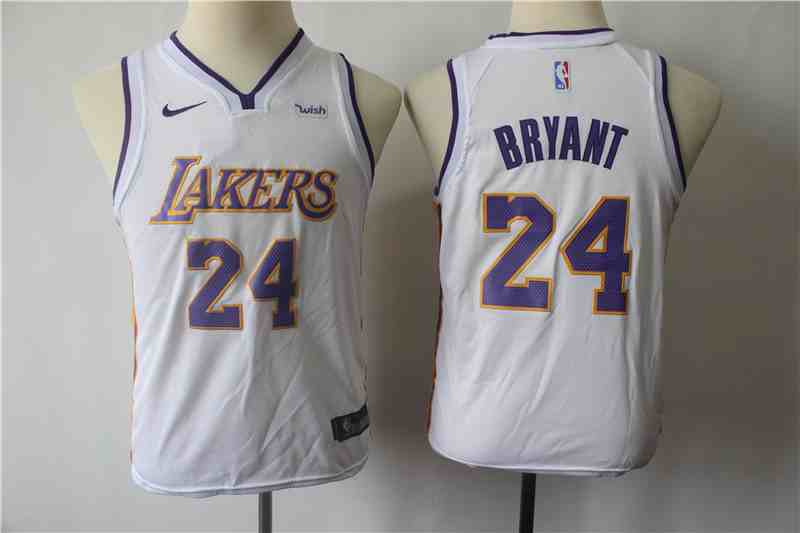 Lakers 24 Kobe Bryant White Youth Nike Swingman Jersey
