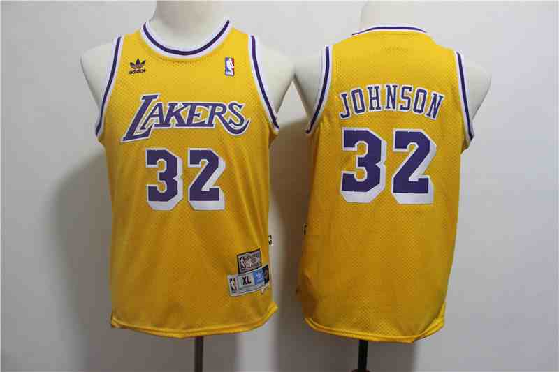 Lakers 32 Magic Johnson Gold Youth Hardwood Classics Jersey