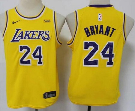 Youth Los Angeles Lakers #24 Kobe Bryant Yellow Icon Sponsor Swingman Jersey