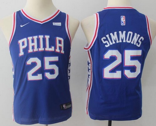 Youth Philadelphia 76ers #25 Ben Simmons Blue Icon Sponsor Swingman Jersey