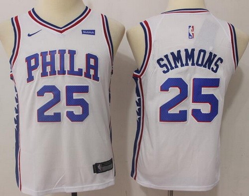 Youth Philadelphia 76ers #25 Ben Simmons White Icon Sponsor Swingman Jersey