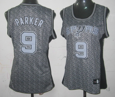 Spurs 9 Parker Grey Static Women Jersey