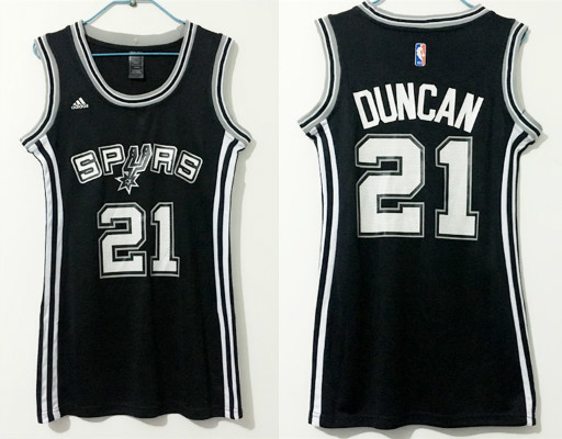 Spurs 21 Tim Duncan Black Women Swingman Jersey