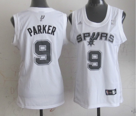 Spurs 9 Parker White Women Jersey