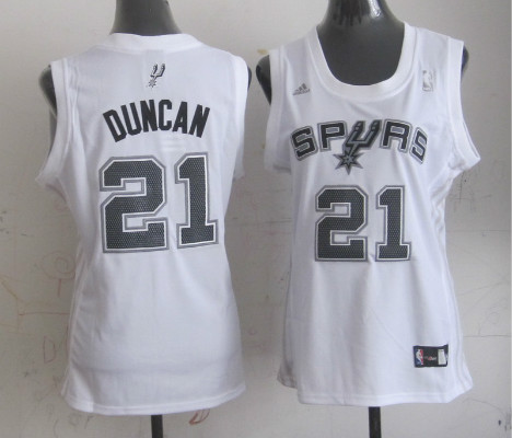 Spurs 21 Duncan White Women Jersey