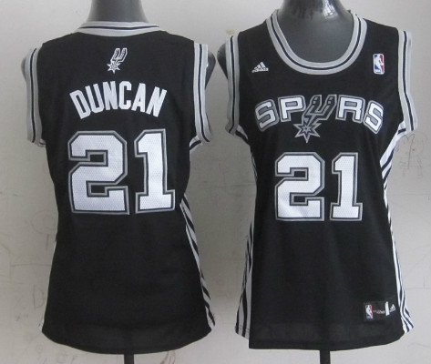 Spurs 21 Duncan Black Women Jersey