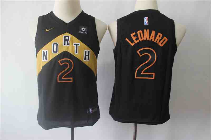 Raptors 2 Kawhi Leonard Black Youth City Edition Nike Swingman Jersey