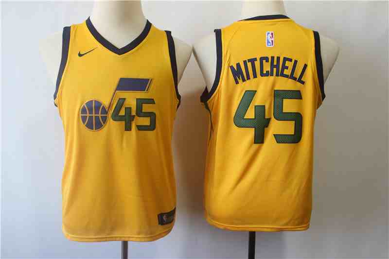 Jazz 45 Donovan Mitchell Yellow Youth Nike Swingman Jersey