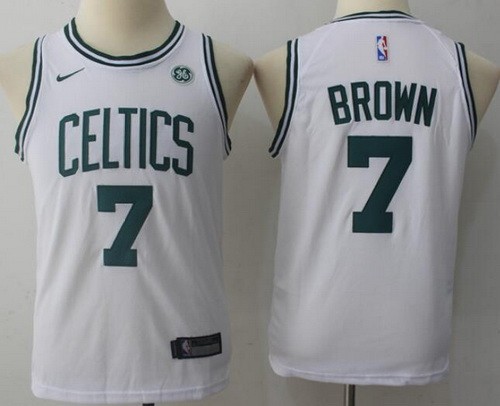 Youth Boston Celtics #7 Jaylen Brown White Icon Sponsor Swingman Jersey