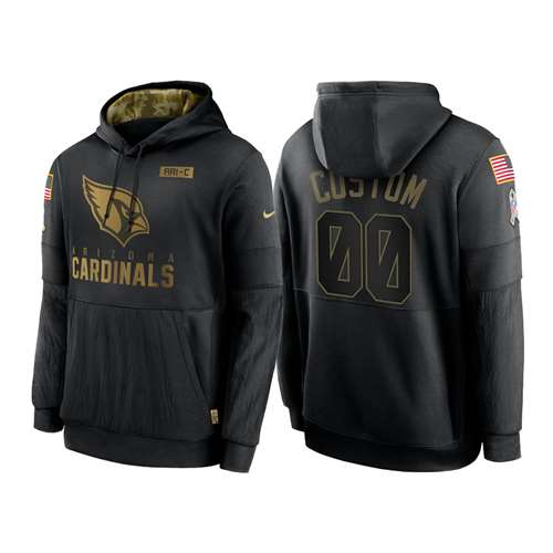 Arizona Cardinals Customized 2020 Black Salute To Service Sideline Performance Pullover Hoodie