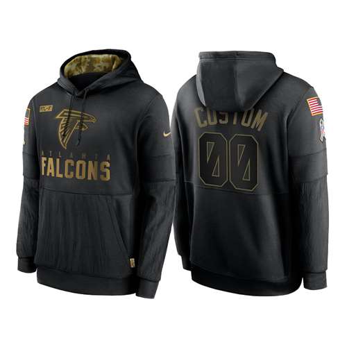 Atlanta Falcons Customized 2020 Black Salute To Service Sideline Performance Pullover Hoodie