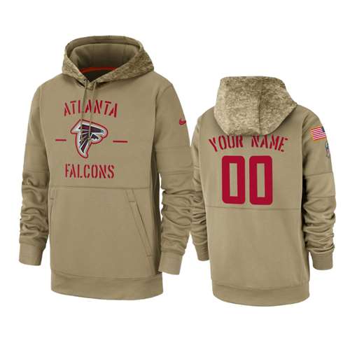 Atlanta Falcons Customized Tan 2019 Salute To Service Sideline Therma Pullover Hoodie