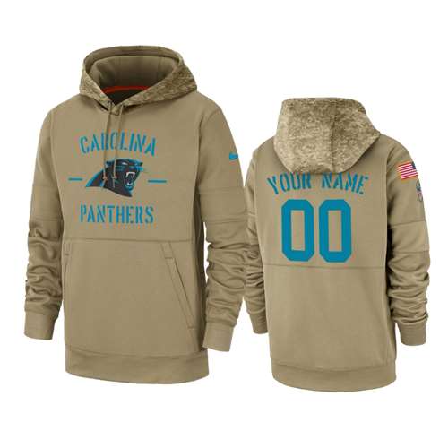 Carolina Panthers Customized 2020 Black Salute To Service Sideline Performance Pullover Hoodie