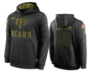 Chicago Bears Customized 2020 Black Salute To Service Sideline Performance Pullover Hoodie
