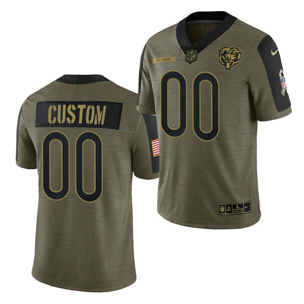Chicago Bears Customized 2021 Olive Salute To Service Limited Stitched Jersey