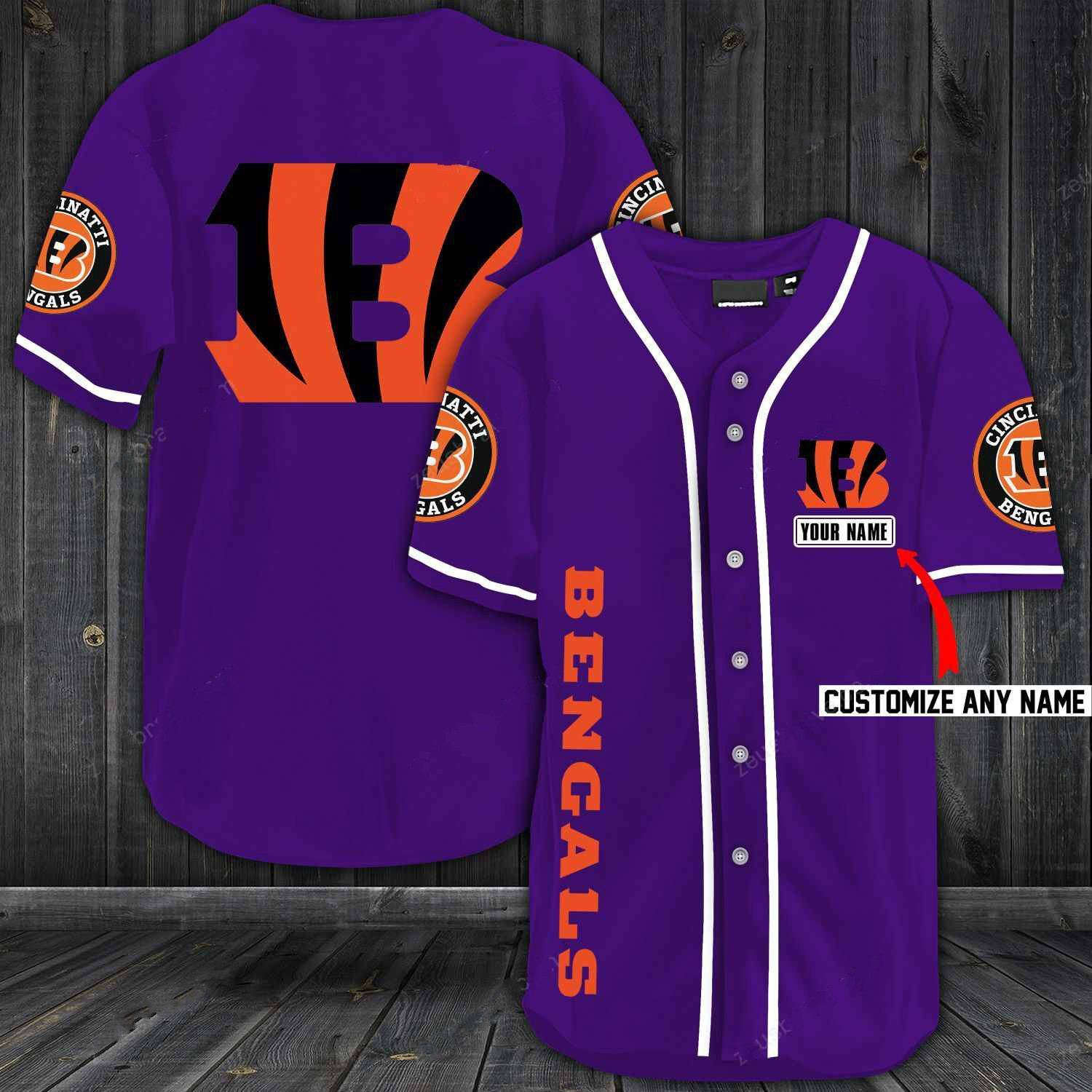 Cincinnati Bengals Baseball Purple Custom Name And Number Jerseys Shirts