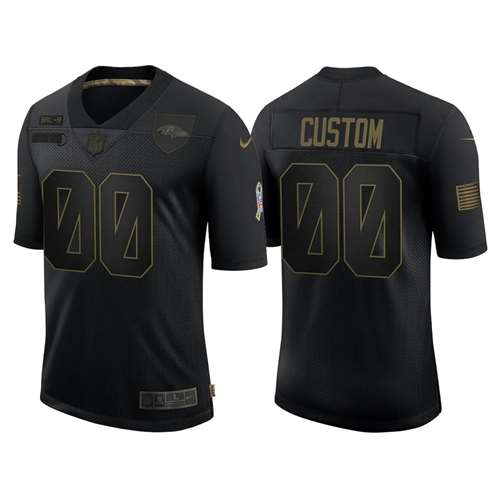 Baltimore Ravens Customized 2020 Black Salute To Service Limited Stitched Jersey