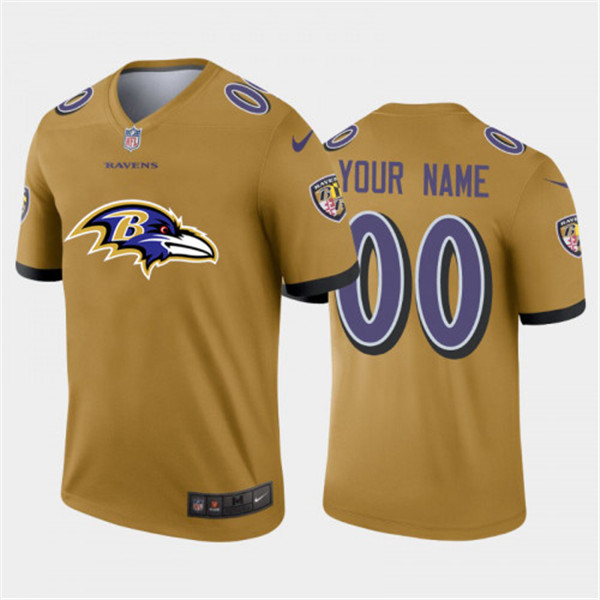 Baltimore Ravens Customized Gold Team Big Logo Stitched Jersey