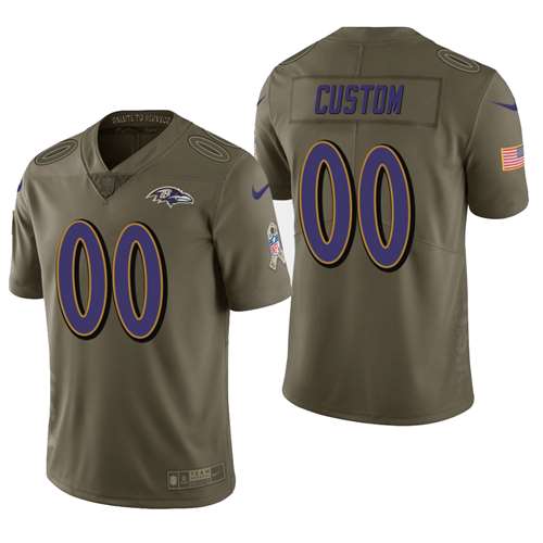 Baltimore Ravens Customized Olive Salute To Service Limited Stitched Jersey