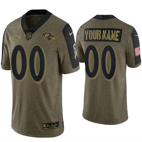 Baltimore Ravens Customized 2021 Olive Salute To Service Limited Stitched Jersey