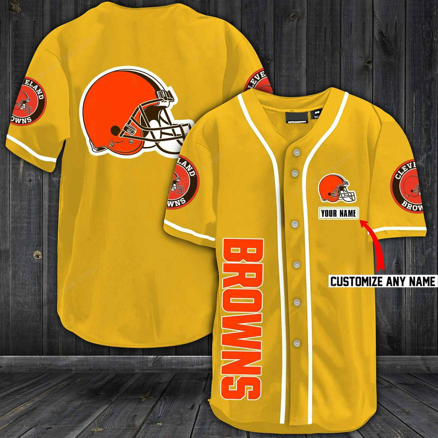 Browns Baseball Gold Custom Name And Number Jerseys Shirts