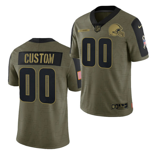 Cleveland Browns Customized 2021 Olive Salute To Service Limited Stitched Jersey