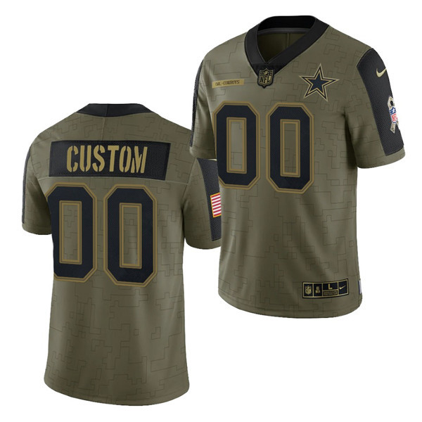 Dallas Cowboys Customized 2021 Olive Salute To Service Limited Stitched Jersey