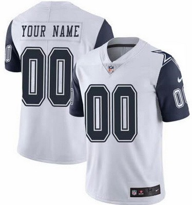 Dallas Cowboys Customized Limited White Rush Color Jersey