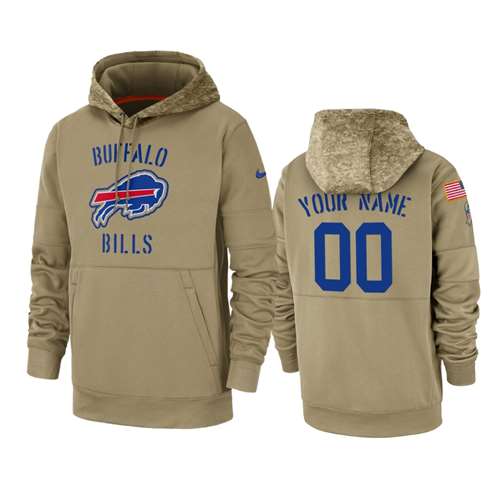 Buffalo Bills Customized Tan 2019 Salute To Service Sideline Therma Pullover Hoodie