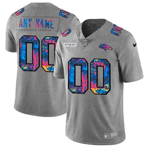 Denver Broncos Customized 2020 Grey Crucial Catch Limited Stitched Jersey