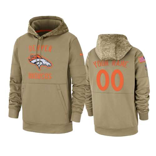 Denver Broncos Customized Tan 2019 Salute To Service Sideline Therma Pullover Hoodie
