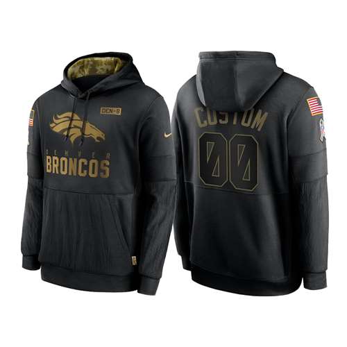 Denver Broncos Customized 2020 Black Salute To Service Sideline Performance Pullover Hoodie