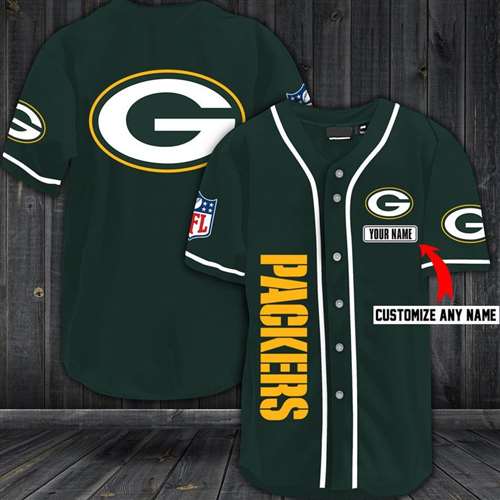 Green Bay Packers Customized Green Baseball Stitched Jersey
