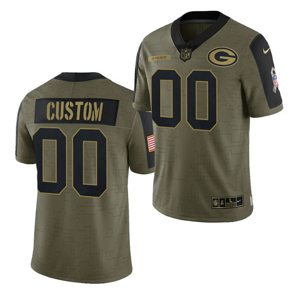 Green Bay Packers Customized 2021 Olive Salute To Service Limited Stitched Jersey