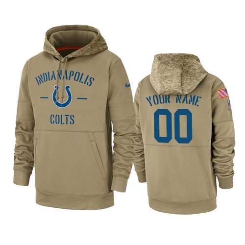 Indianapolis Colts Customized Tan 2019 Salute To Service Sideline Therma Pullover Hoodie