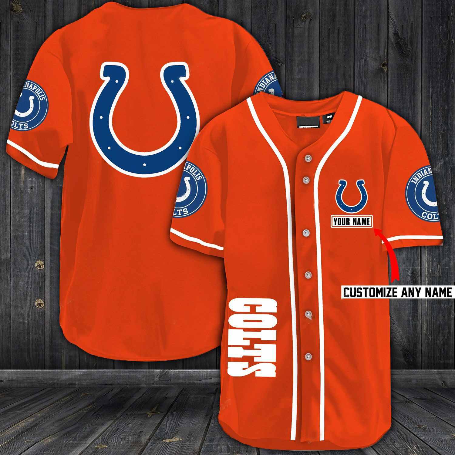 Indianapolis Colts Baseball Orange Custom Name And Number Jerseys Shirts