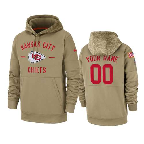 Kansas City Chiefs Customized Tan 2019 Salute To Service Sideline Therma Pullover Hoodie