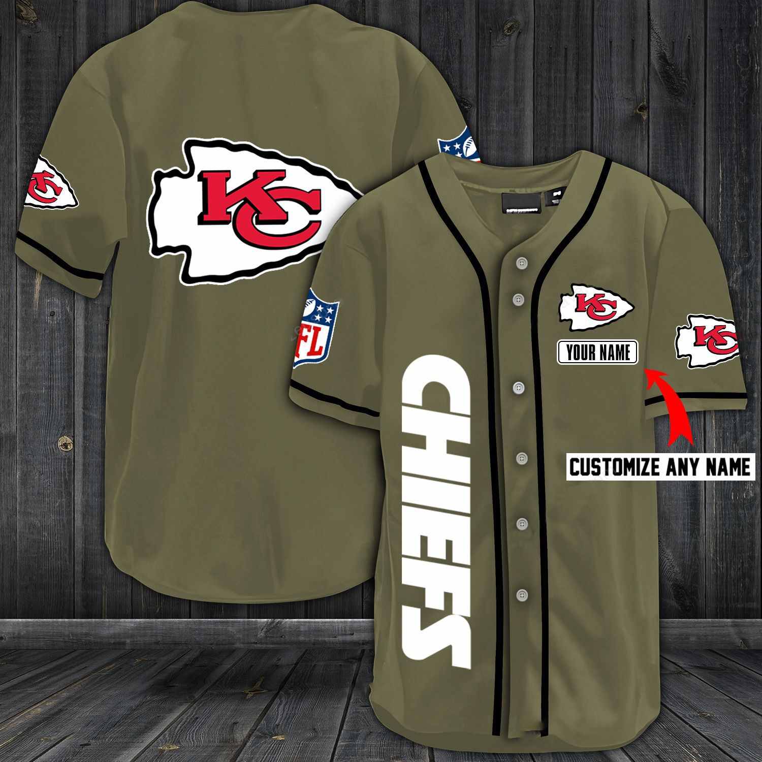 Kansas City Chiefs Baseball Salute To Service Custom Name And Number Jerseys Shirts