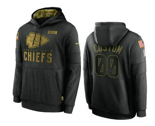 Kansas City Chiefs Customized 2020 Black Salute To Service Sideline Performance Pullover Hoodie
