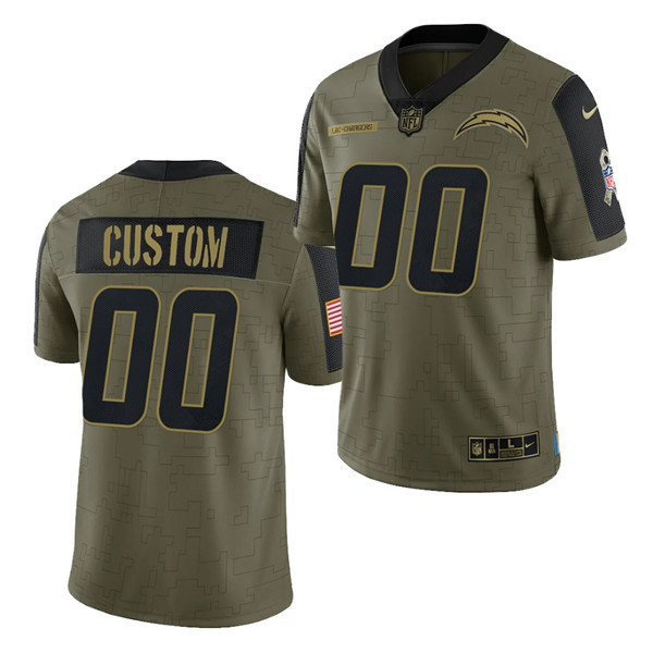 Los Angeles Chargers Customized 2021 Olive Salute To Service Limited Stitched Jersey