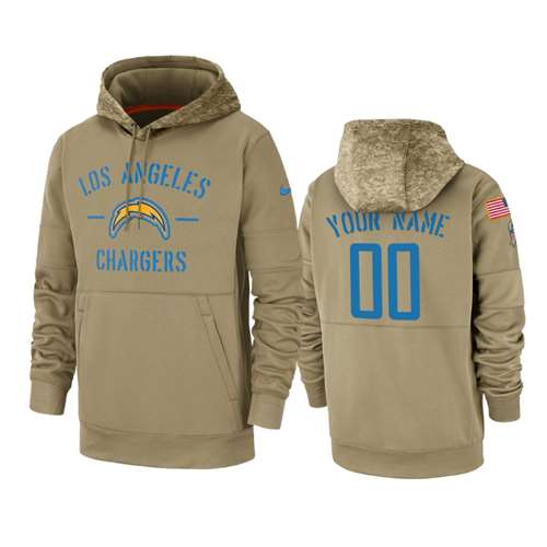 Los Angeles Chargers Customized Tan 2019 Salute To Service Sideline Therma Pullover Hoodie