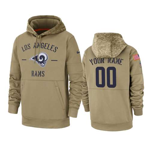 Los Angeles Rams Customized Tan 2019 Salute To Service Sideline Therma Pullover Hoodie
