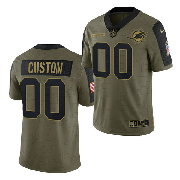 Miami Dolphins Customized 2021 Olive Salute To Service Limited Stitched Jersey