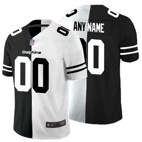 Dolphins Customized Black And White Split Vapor Untouchable Limited Jersey